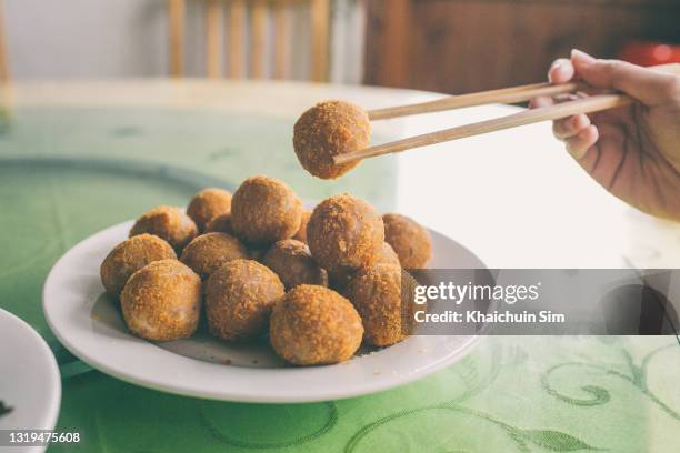 fried taro balls - taro stock pictures, royalty-free photos & images