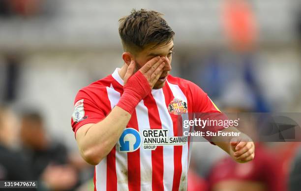 Sunderland player Lynden Gooch reacts dejectedly after the Sky Bet League One Play-off Semi Final 2nd Leg match between Sunderland and Lincoln City...