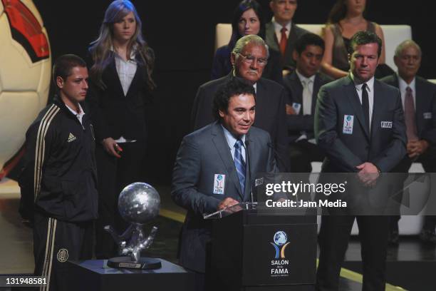 Javier Hernandez, Antonio Carbajal, Lothar Mattaus and Hugo Sanchez during Investiture Ceremony for the 2011 Hall of Fame National and International...