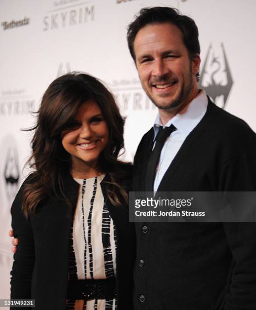 Actress Tiffani Thiessen and husband Brady Smith arrive at the official launch party for the most anticipated video game of the year, The Elder...