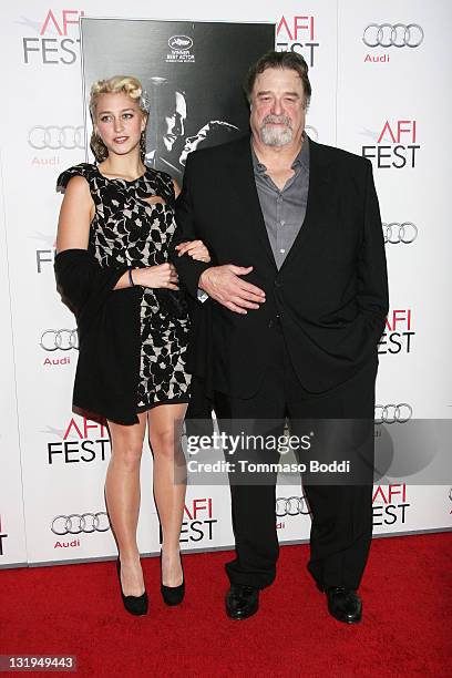 Actor John Goodman and Molly Evangeline attend the AFI FEST 2011 special screening of "The Artist" held at the Grauman's Chinese Theatre on November...