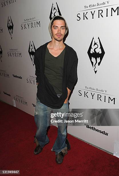 Actor Tom Payne arrives at the official launch party for the most anticipated video game of the year, The Elder Scrolls V: Skyrim, at the Belasco...