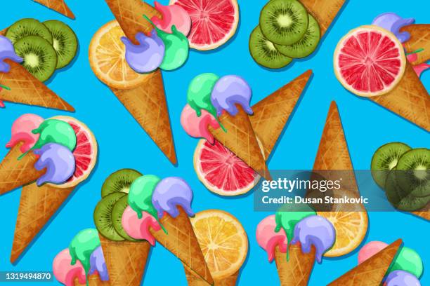pattern of ice cream in a cone - vanilla extract stock illustrations