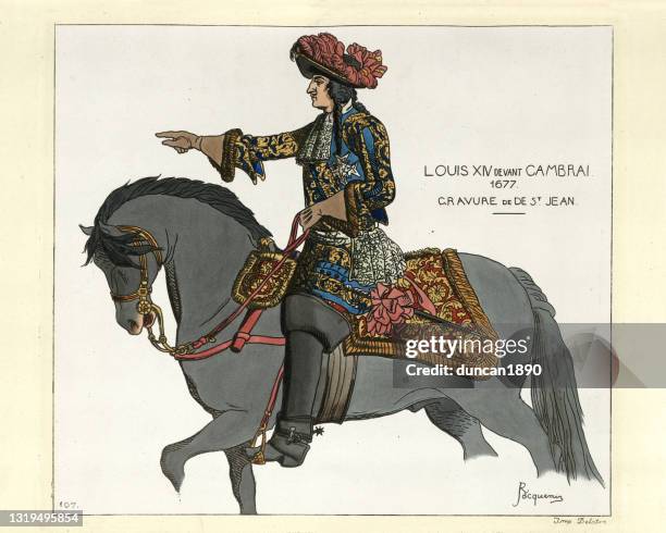 illustrations, cliparts, dessins animés et icônes de louis xiv roi de france 17ème siècle, à cheval - louis xiv