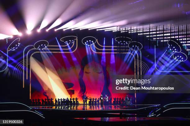 The Black Mamba of Portugal perform during the 65th Eurovision Song Contest grand final held at Rotterdam Ahoy on May 22, 2021 in Rotterdam,...