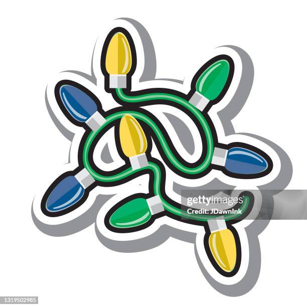 christmas flat design icon colorful christmas string lights - christmas string lights isolated stock illustrations