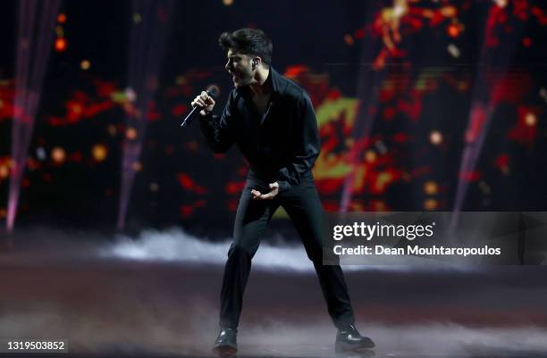 Blas Cantó of Spain during the 65th Eurovision Song Contest grand final held at Rotterdam Ahoy on May 22, 2021 in Rotterdam, Netherlands.