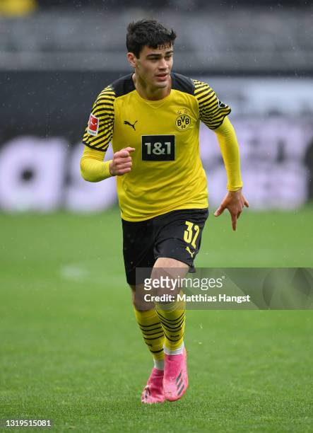 Giovanni Reyna of Dortmund in action during the Bundesliga match between Borussia Dortmund and Bayer 04 Leverkusen at Signal Iduna Park on May 22,...