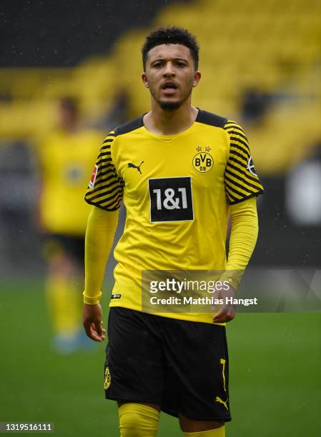 Jadon Sancho of Dortmund seen during the Bundesliga match between Borussia Dortmund and Bayer 04 Leverkusen at Signal Iduna Park on May 22, 2021 in...