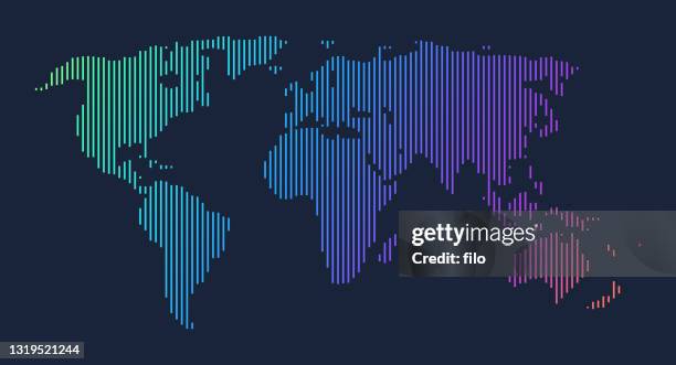 ilustrações de stock, clip art, desenhos animados e ícones de world map gradient lines background design - world map