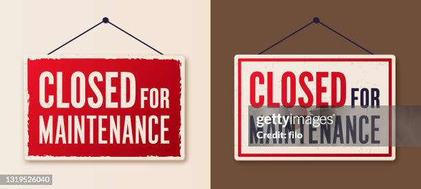 geschlossen für wartung hängeschild - closed stock-grafiken, -clipart, -cartoons und -symbole