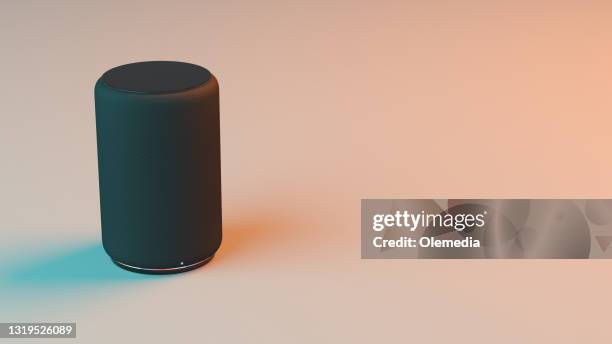 digital smart assistant - smart speaker stock pictures, royalty-free photos & images