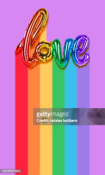 rainbow love balloons top view - orgoglio foto e immagini stock