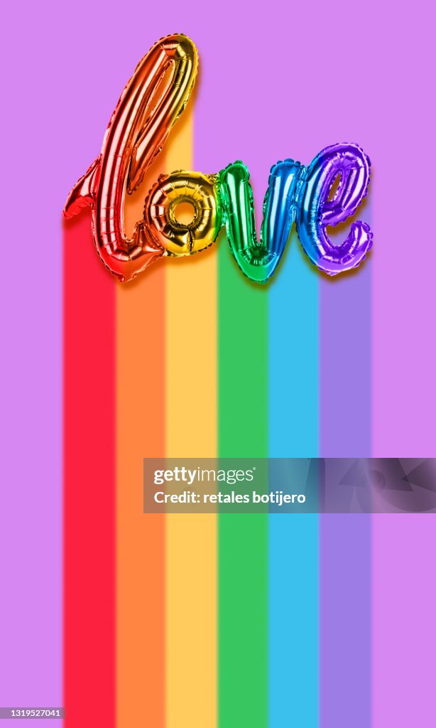 Rainbow LOVE balloons top view