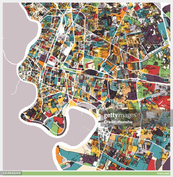 art illustration style map,bangkok city,thailand - bangkok map stock illustrations