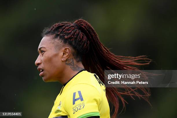 Ellia Green of Australia looks on during the International Sevens Trans-Tasman match between the New Zealand Black Ferns and the Australia Wallaroos...