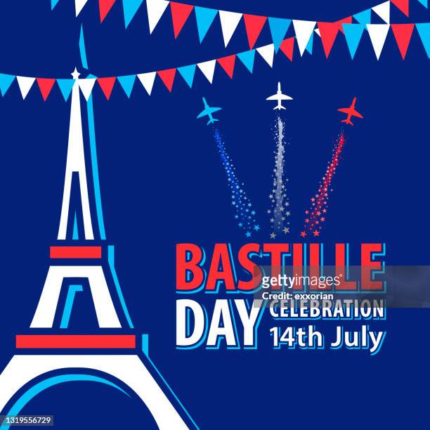 bastille day celebrations in paris - bastille stock illustrations