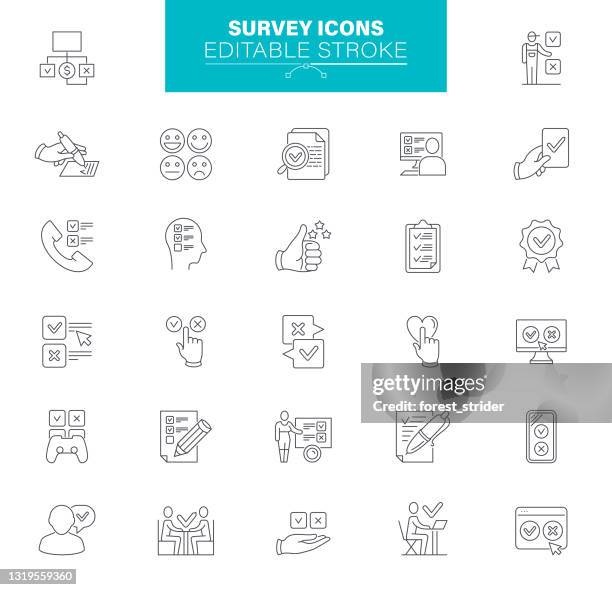 survey icons editable stroke. for mobile and web - checklist icon editable stock illustrations