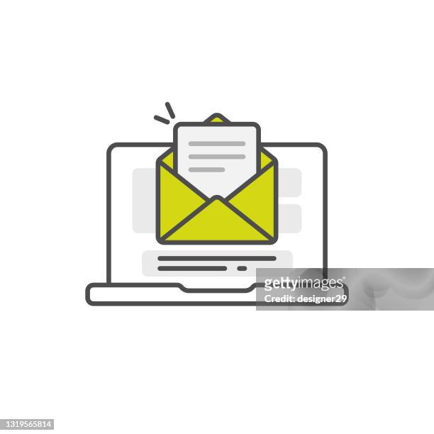 laptop computer screen on email icon. - e mail inbox stock illustrations