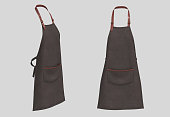 Blank aprons with leather straps, apron mockup