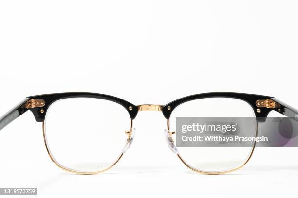 black glasses, isolated on white background - eyeglass frames stock pictures, royalty-free photos & images