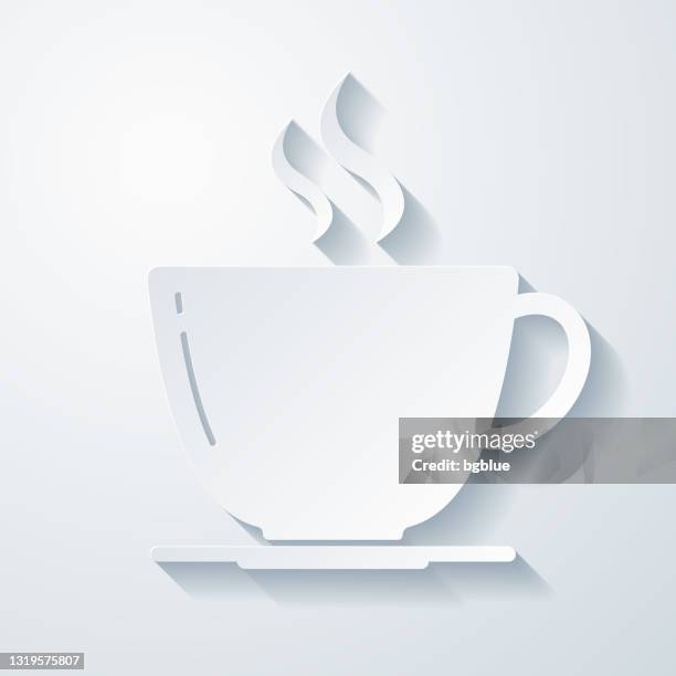 coffee cup. icon with paper cut effect on blank background - coffee mug white background stock illustrations