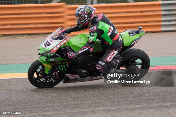 Alex Lowes of Great Britain and Kawasaki Racing Team WorldSBK rounds the bend during the Tissot Superpole race WordlSBK during the FIM Superbike...