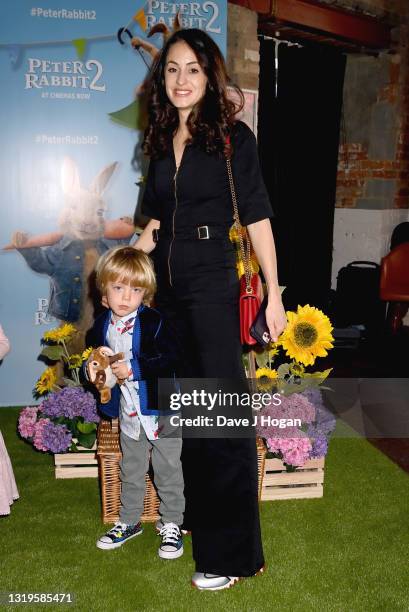 Melanie Hamrick and Dev Jagger attend the "Peter Rabbit 2" UK Gala Screening at Picturehouse Central on May 23, 2021 in London, England.