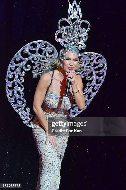 Marlene Mourreau and her latino company perform during the 'Paris Latino' Marlene Mourreau's Show Premiere at the Cabaret La Nouvelle Eve on November...