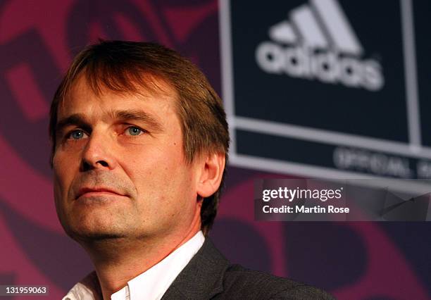 Guenter Weigl of adidas looks on during the Germany national team Euro 2012 jersey launch at Mercedes Benz Center on November 9, 2011 in Hamburg,...