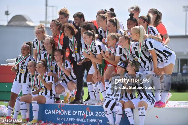 Sara Gama of Juventus, Rita Guarino Coach of Juventus and Andrea Agnelli celebrate victory after the Women Serie A match between Juventus and FC...