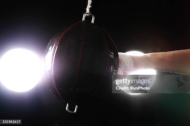 young man training,boxing,close-up - punching ball stock pictures, royalty-free photos & images