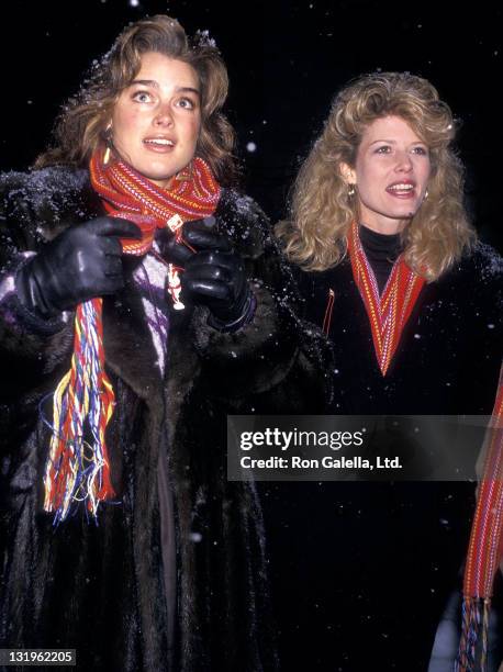 Actress Brooke Shields and secretary Fawn Hall attend Second Annual Pepsi Celebrity Ski Invitational and Quebec Winter Carnival Weekend on February...