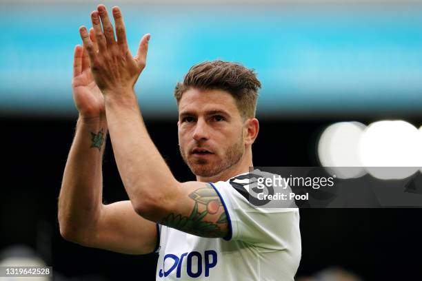 Gaetano Berardi of Leeds United applauds the fans following the Premier League match between Leeds United and West Bromwich Albion at Elland Road on...
