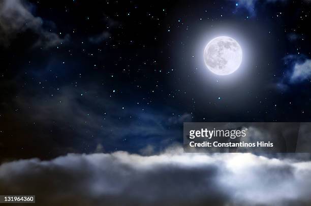 world above clouds - moon and stars bildbanksfoton och bilder