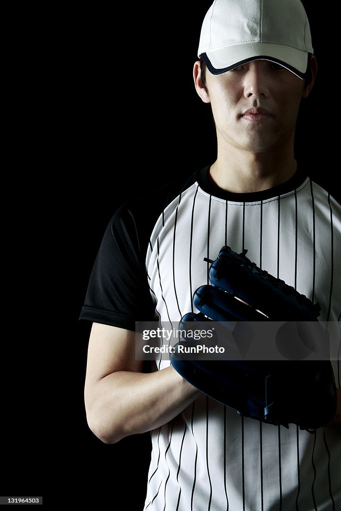 Young man training,baseball