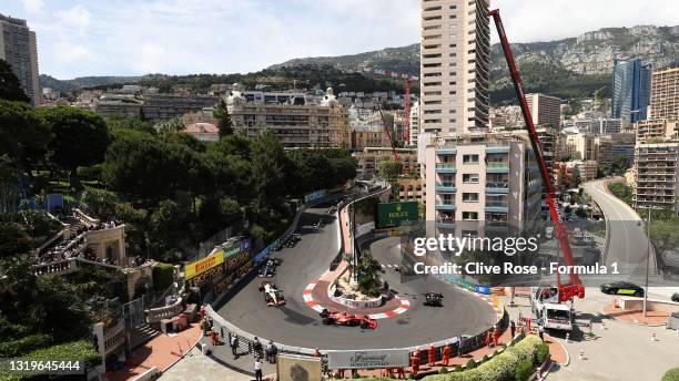 General view of the on track action during the F1 Grand Prix of Monaco at Circuit de Monaco on May 23, 2021 in Monte-Carlo, Monaco.