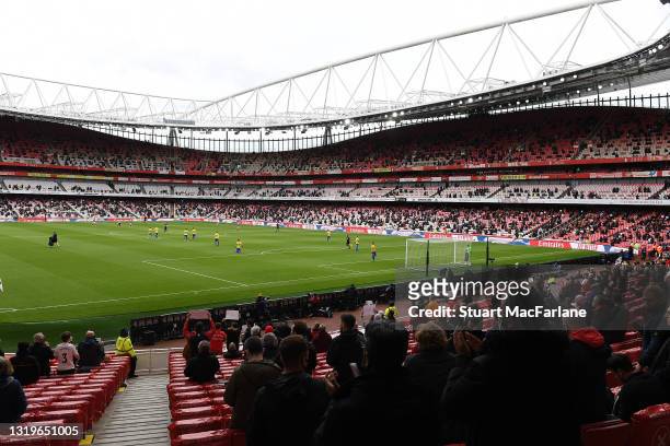 General view of Emirates Stadium before the Premier League match between Arsenal and Brighton & Hove Albion on May 23, 2021 in London, England. A...