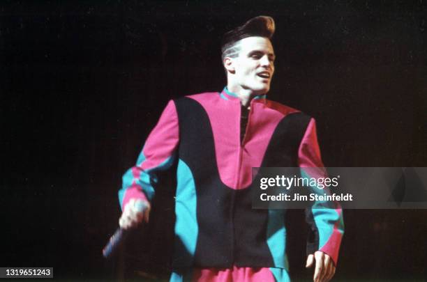 Rapper Vanilla Ice performs at the Orpheum Theatre in Minneapolis, Minnesota on February 3, 1991.