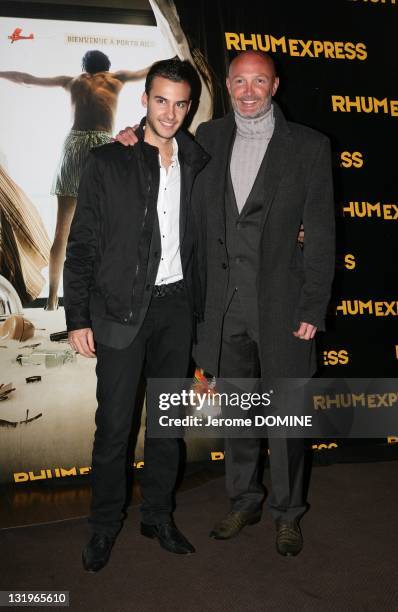 Franck Leboeuf and son Hugo attend the 'Rhum Express' Paris Premiere at Cinema Gaumont Marignan on November 8, 2011 in Paris, France.