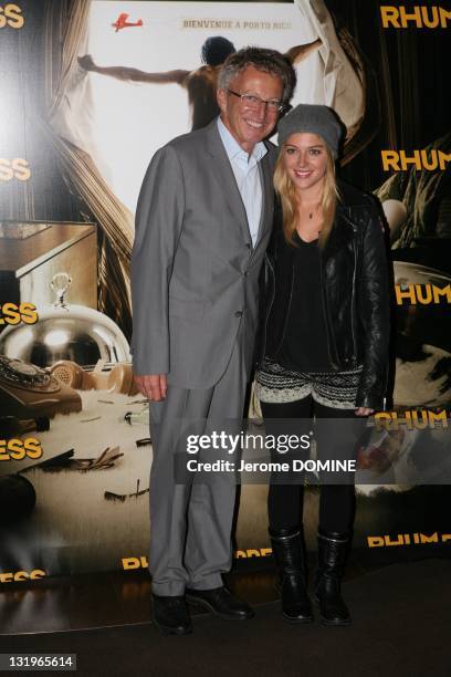 Nelson Monfort and daughter Victoria attend the 'Rhum Express' Paris Premiere at Cinema Gaumont Marignan on November 8, 2011 in Paris, France.