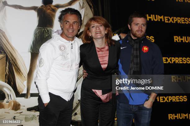 Gerard Holtz, his wife and son attend the 'Rhum Express' Paris Premiere at Cinema Gaumont Marignan on November 8, 2011 in Paris, France.