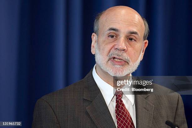 Ben S. Bernanke, chairman of the U.S. Federal Reserve, speaks at a small business and entrepreneurship conference in Washington, D.C., U.S., on...