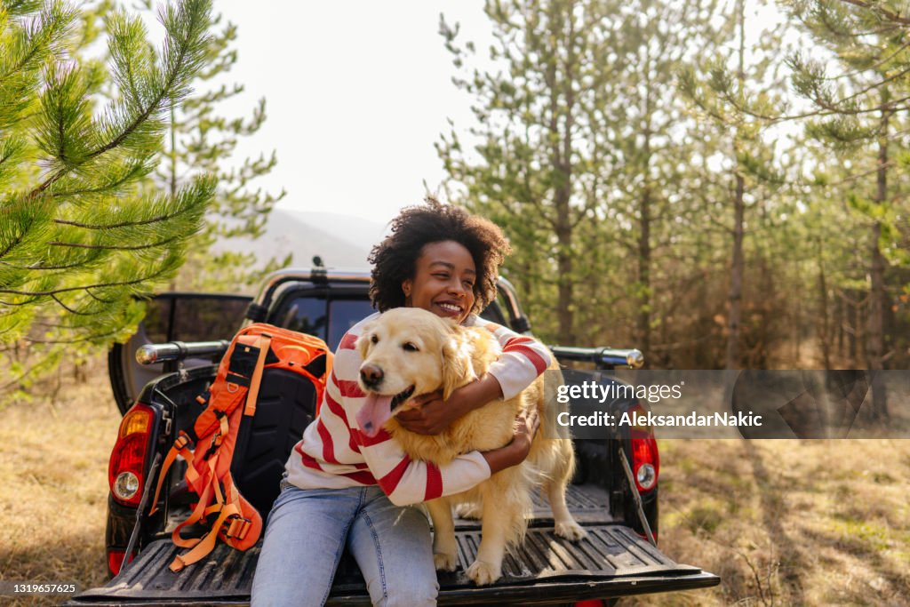 Young woman on a road trip with her best friend