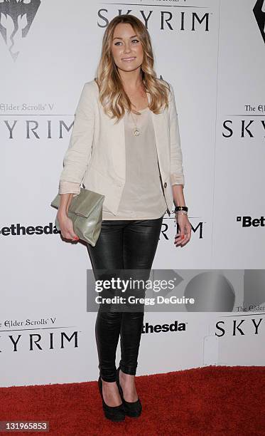 Actress Lauren Conrad arrives at "The Elder Scrolls V: Skyrim" Video Game Launch Party at Belasco Theatre on November 8, 2011 in Los Angeles,...