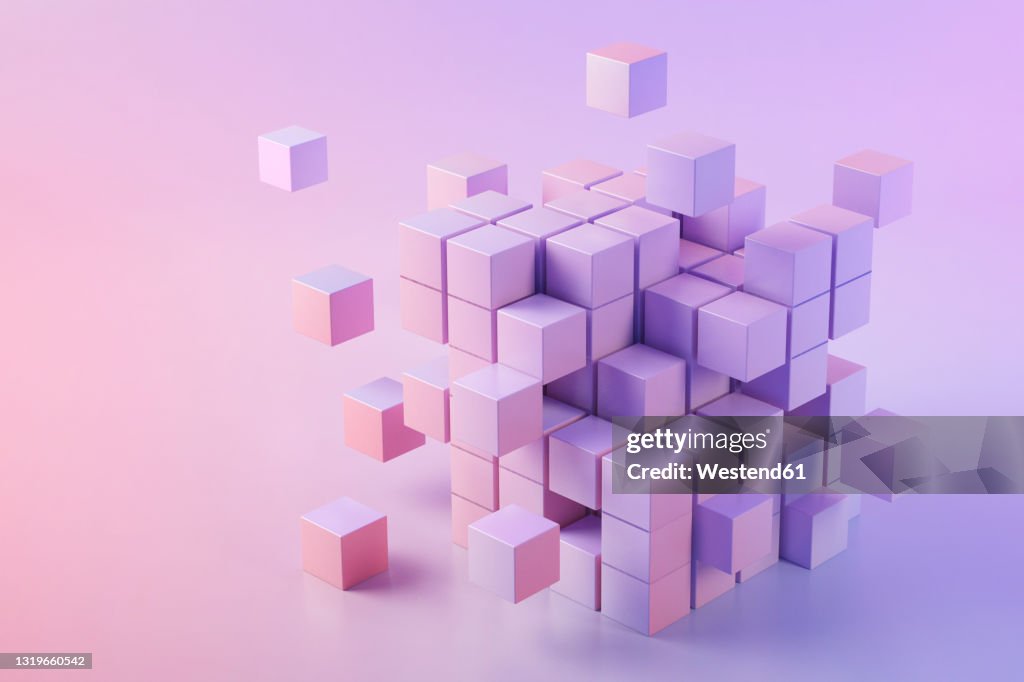 3D illustration of pink cubes