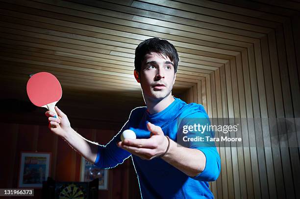 young man playing table tennis - mens singles table tennis stock-fotos und bilder