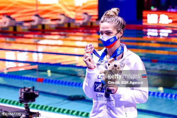 Yuliya Efimova of Russia winner of the bronze medal of the Women 50m Breaststroke Final during the LEN European Aquatics Championships Swimming at...