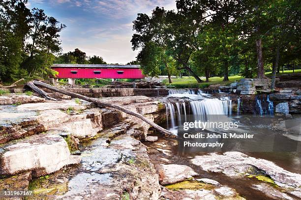 cataract falls and covered bridge - terre haute stock pictures, royalty-free photos & images