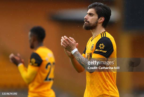 Ruben Neves of Wolverhampton Wanderers applauds after the Premier League match between Wolverhampton Wanderers and Manchester United at Molineux on...